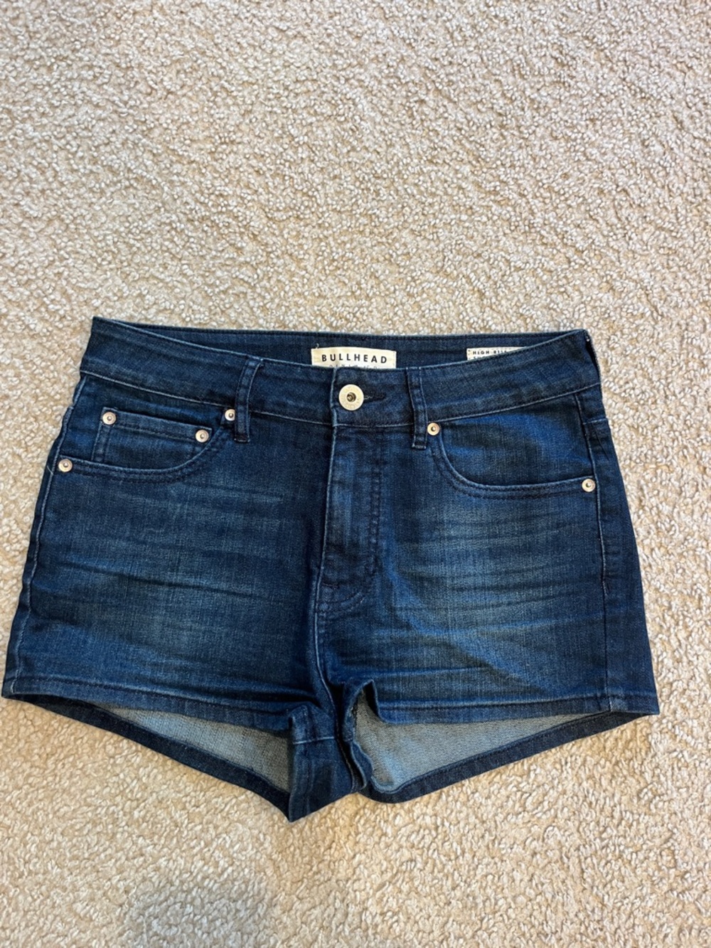 Bullhead high rise Stretch Denim Shortie Shorts 7